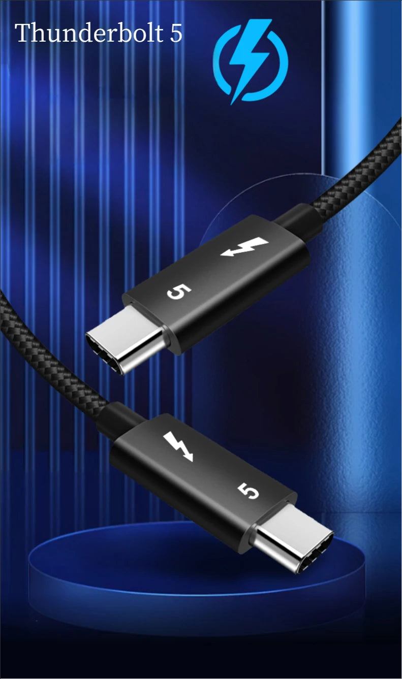 80Gbps Thunderbolt 5 Data Cable 240W 16K Compatible with Thunderbolt 4 USB4 Full-featured Transmission Fast Charging Type-C