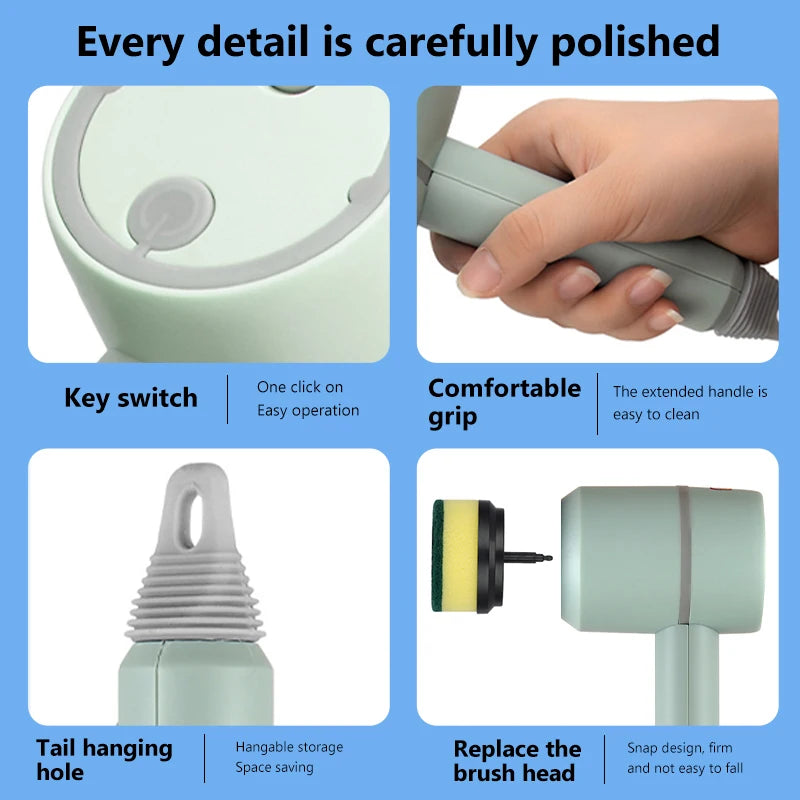 Dishwashing Brush Electric Cleaning Brush Automatic Wireless USB Rechargeable Professional Kitchen Bathtub Tile Cleaning Brushes