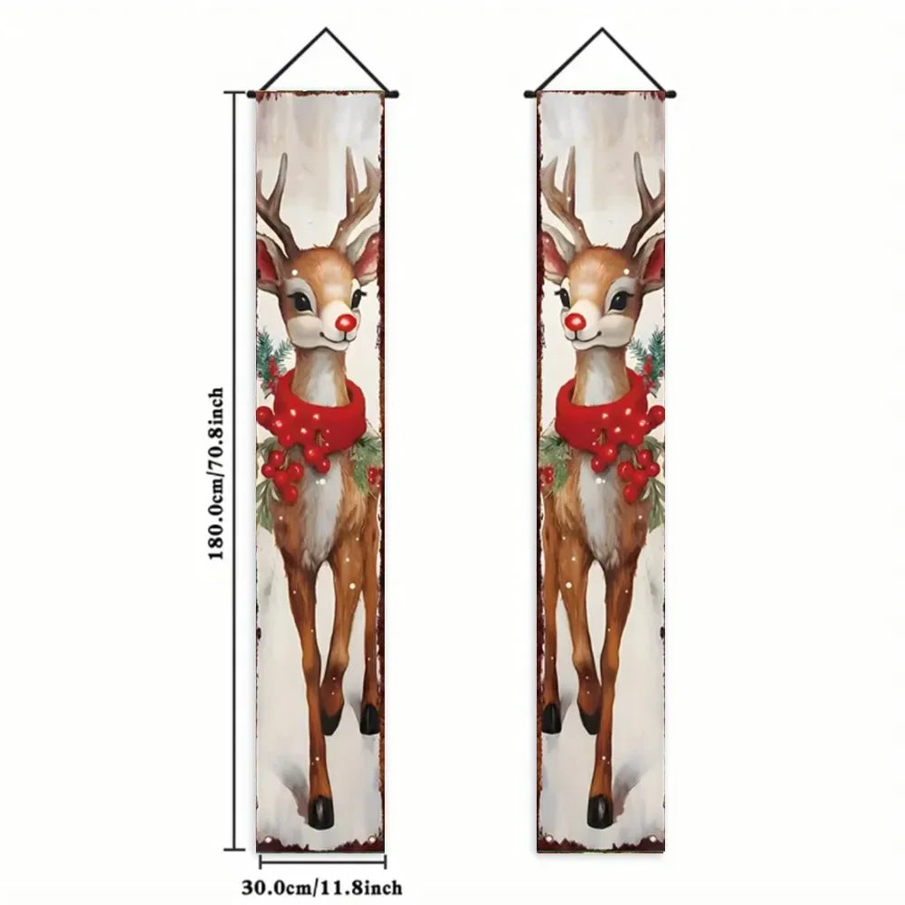 Christmas Hanging DoorBanner Antithetical Couplet Merry Christmas Party Decoration New Year 2026 Christmas Wall Banner Xmas Gift