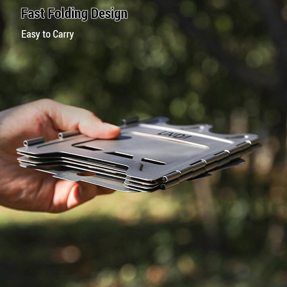 Outdoor Mini Fire Pits Foldable Stainless Steel Bonfire Stove Hinge Wood Burning Stove for Camping Hiking