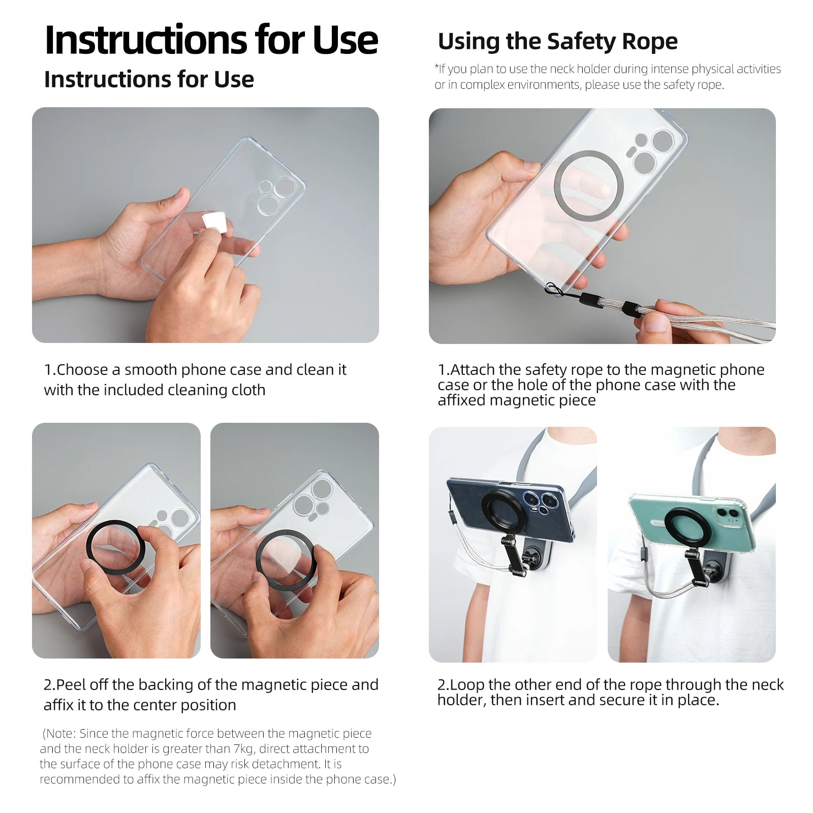 Silicone Magnetic Quick Release Neck Mount Hold for Iphone 15 14 13 12 11 SAMSUNG HUAWEI XIAOMI Smart Phone Accessories