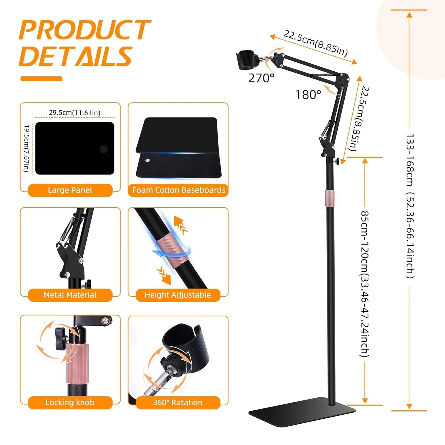 Lazy Hair Dryer Stand Adjustable Height Angle with Heavy Base Styling Tool Floor Bracket for Pet Grooming Dog Cat Grooming Home