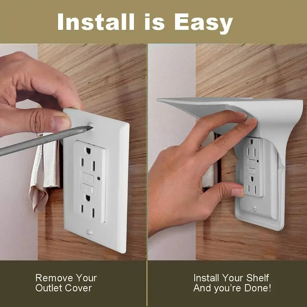 Switch Socket Shelves Easy Wall Mount Plastic Power Outlet Shelf for Home Bathroom Storage Mobile Phone Charging Rack Holder