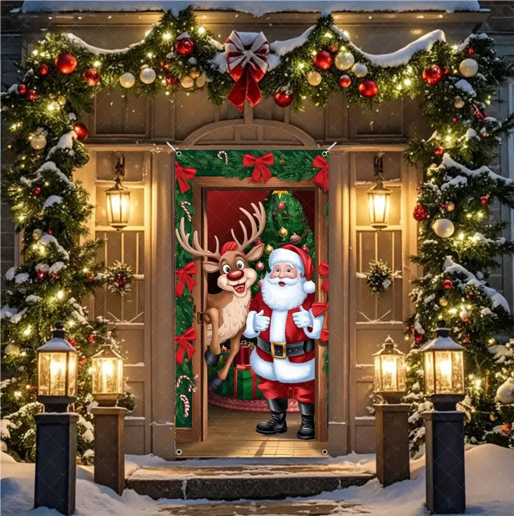 Christmas Hanging DoorBanner Antithetical Couplet Merry Christmas Party Decoration New Year 2026 Christmas Wall Banner Xmas Gift