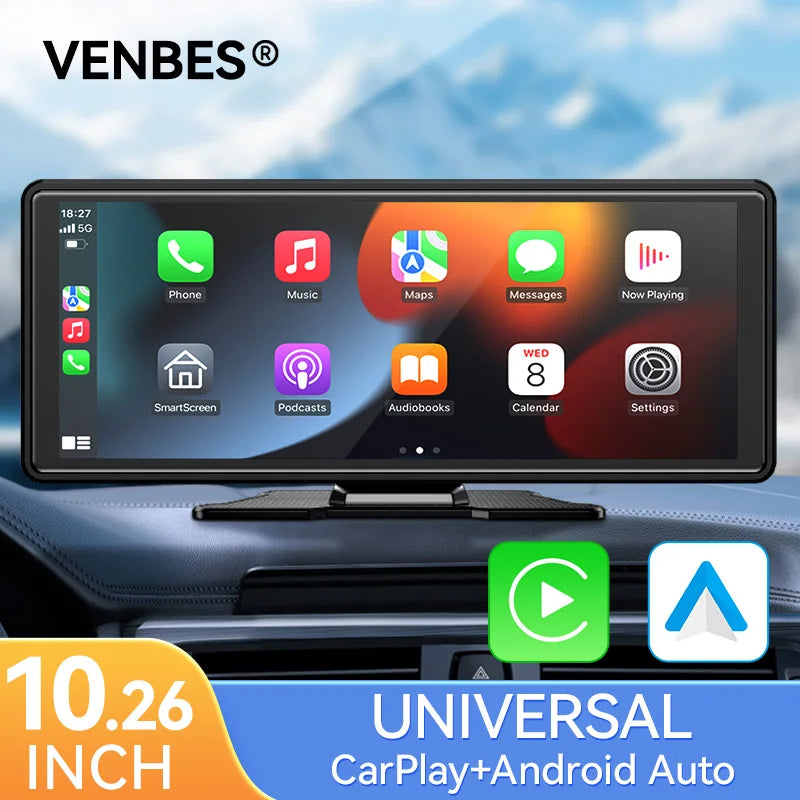 VENBES 10.26" Car Radio Carplay Android Auto Car Display IPS TouchScreen Support Mirrorlink USB WIFI