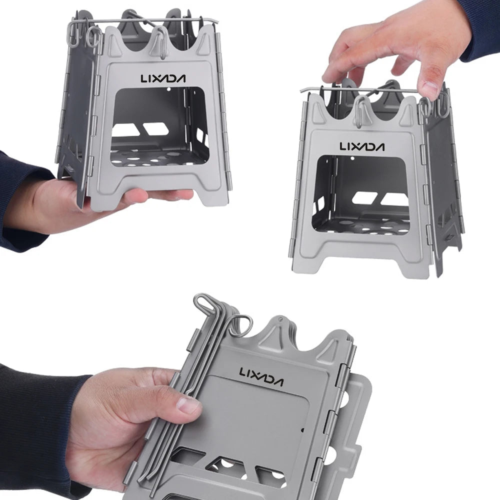 Outdoor Mini Fire Pits Foldable Stainless Steel Bonfire Stove Hinge Wood Burning Stove for Camping Hiking