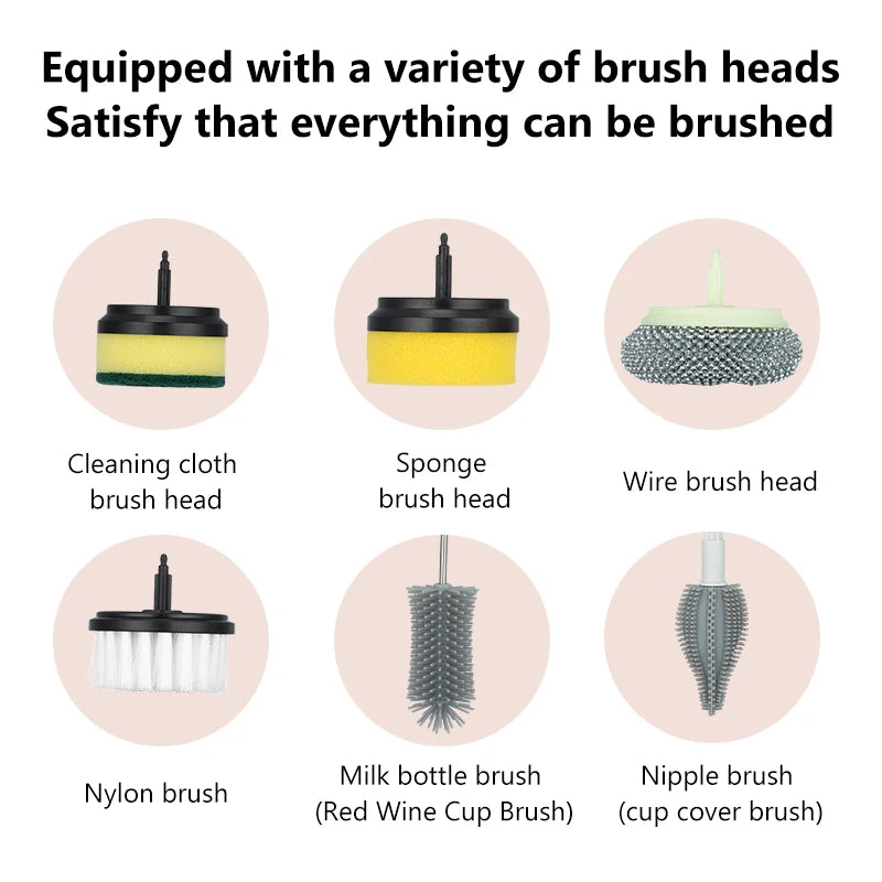 Dishwashing Brush Electric Cleaning Brush Automatic Wireless USB Rechargeable Professional Kitchen Bathtub Tile Cleaning Brushes