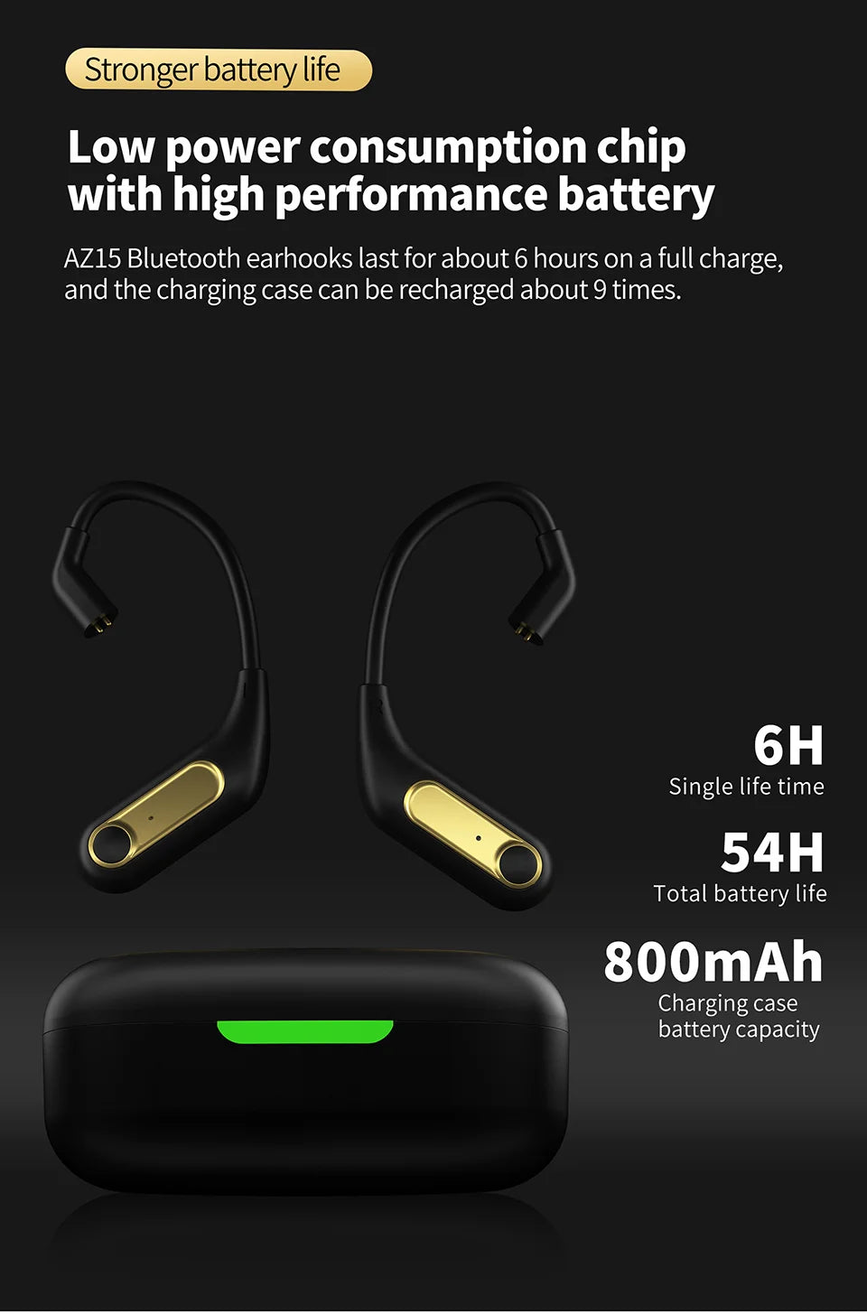 KZ AZ15 Bluetooth-compatible 5.2 Cable Wireless Ear Hook Upgrade Wireless Headphones with Charging Case AZ09 PRO AZ10 SKS