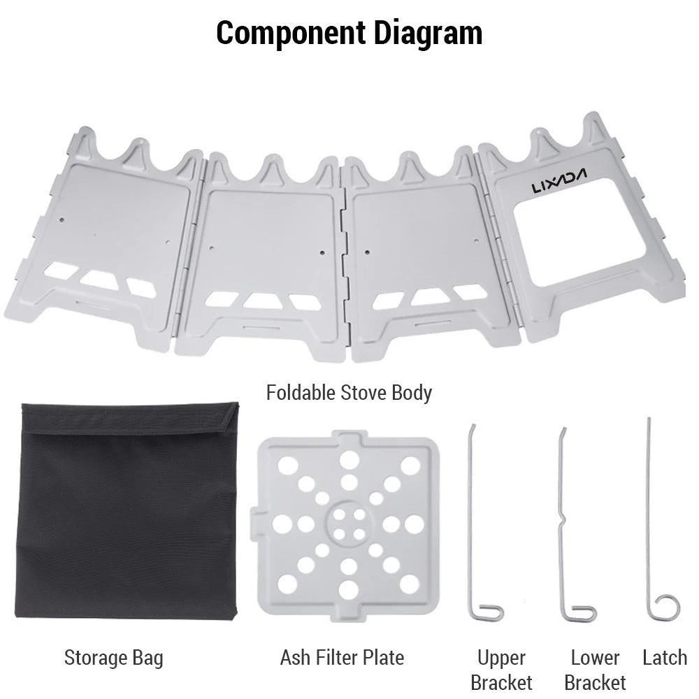 Outdoor Mini Fire Pits Foldable Stainless Steel Bonfire Stove Hinge Wood Burning Stove for Camping Hiking