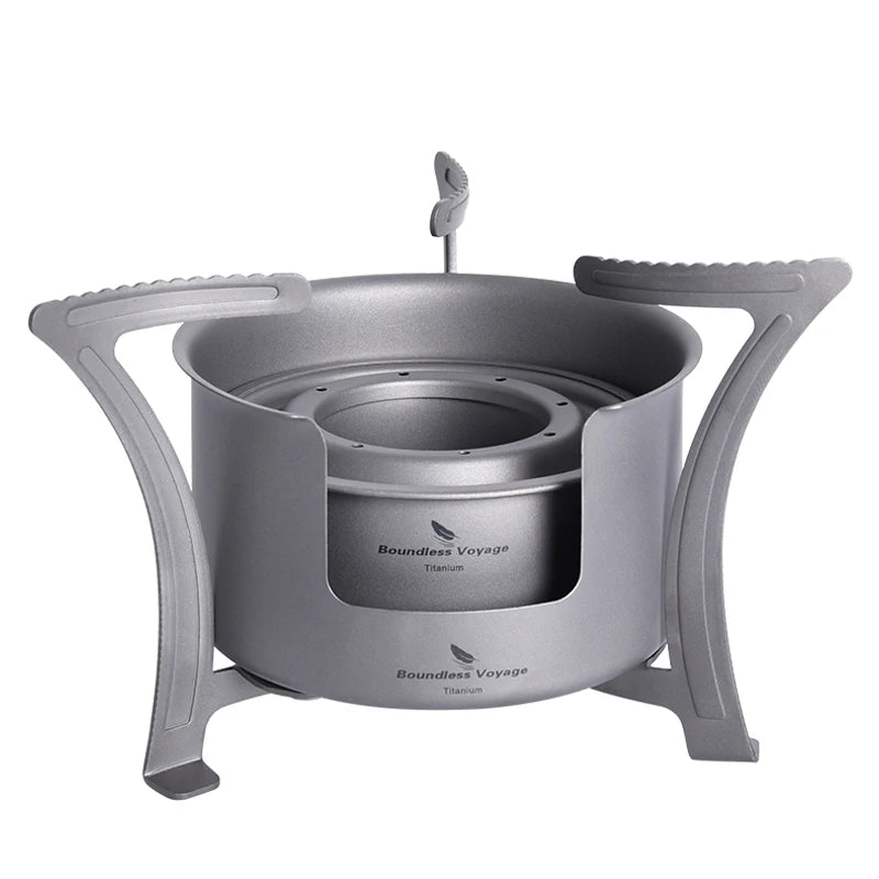 Boundless Voyage Camping Alcohol Spirit Stove with Pot Stand Titanium Burners Outdoor Travel Hiking Backpacking Mini Furnace