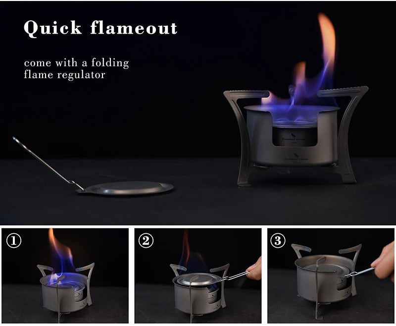 Boundless Voyage Camping Alcohol Spirit Stove with Pot Stand Titanium Burners Outdoor Travel Hiking Backpacking Mini Furnace