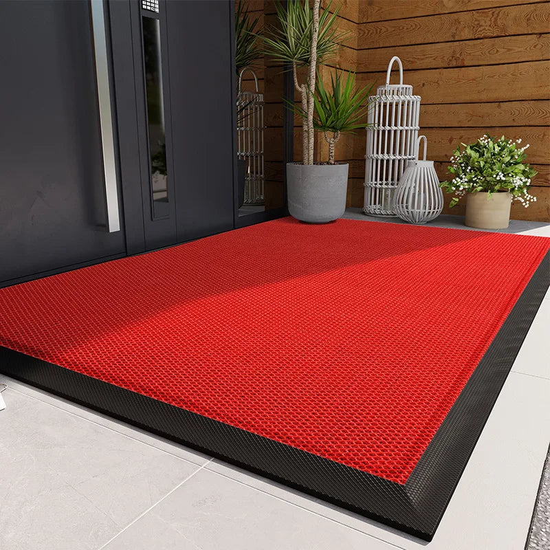 PVC Rubber Doormat Non-Slip Water-Resistant Elastic Mesh Welcome Mat for Indoor and Outdoor Use Easy To Clean Hand Wash Only