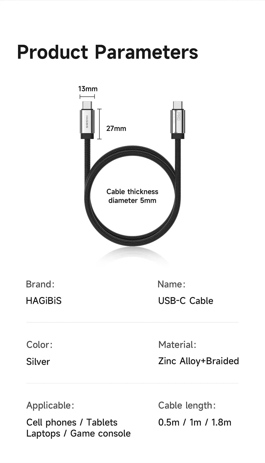 Hagibis USB C to USB C Full Function Cable Super Soft USB4 80Gbps 8K 240W Fast Charging Cord for Thunderbolt 4/5 iPhone Laptop