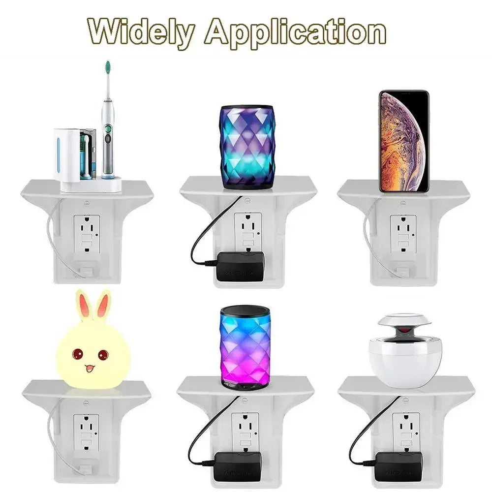 Switch Socket Shelves Easy Wall Mount Plastic Power Outlet Shelf for Home Bathroom Storage Mobile Phone Charging Rack Holder