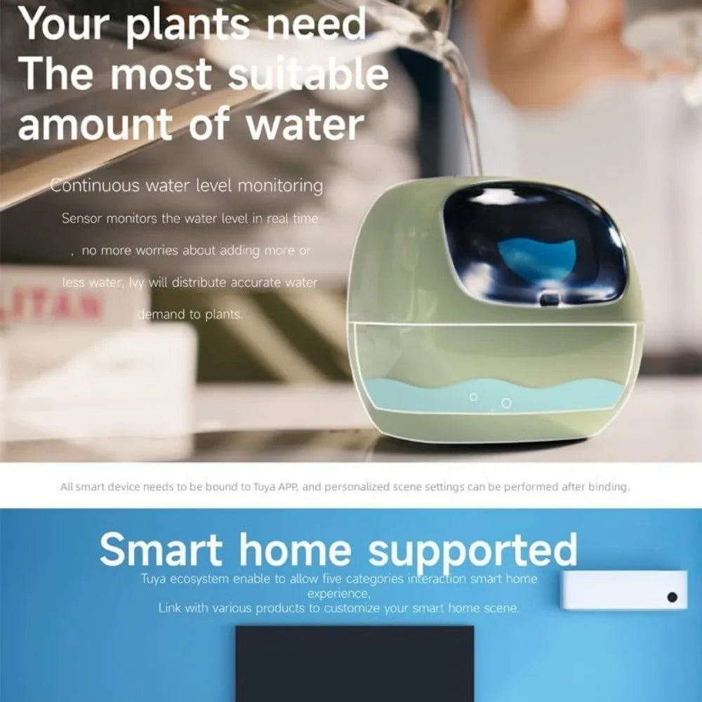 Smart Ai Flowerpots, 7 Smart Sensors, and Ai Chips Make Raising Plants Easy and Fun for Living Room,Plant-Free(Green)
