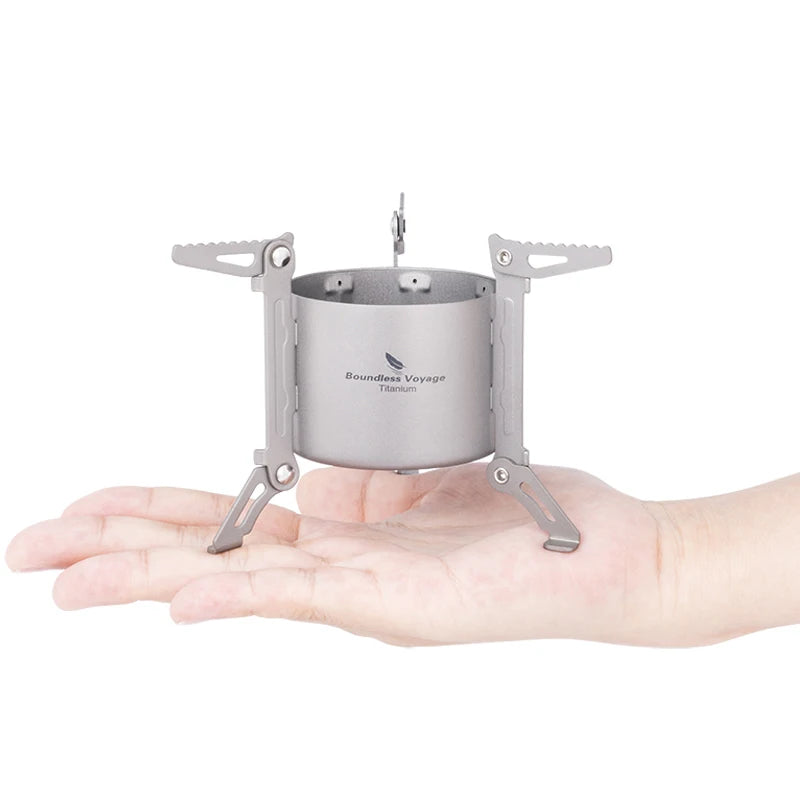 Boundless Voyage Outdoor Camping Alcohol Stove One-Piece Titanium Burners Foldable Stands Portable Travel Picnic Furnace