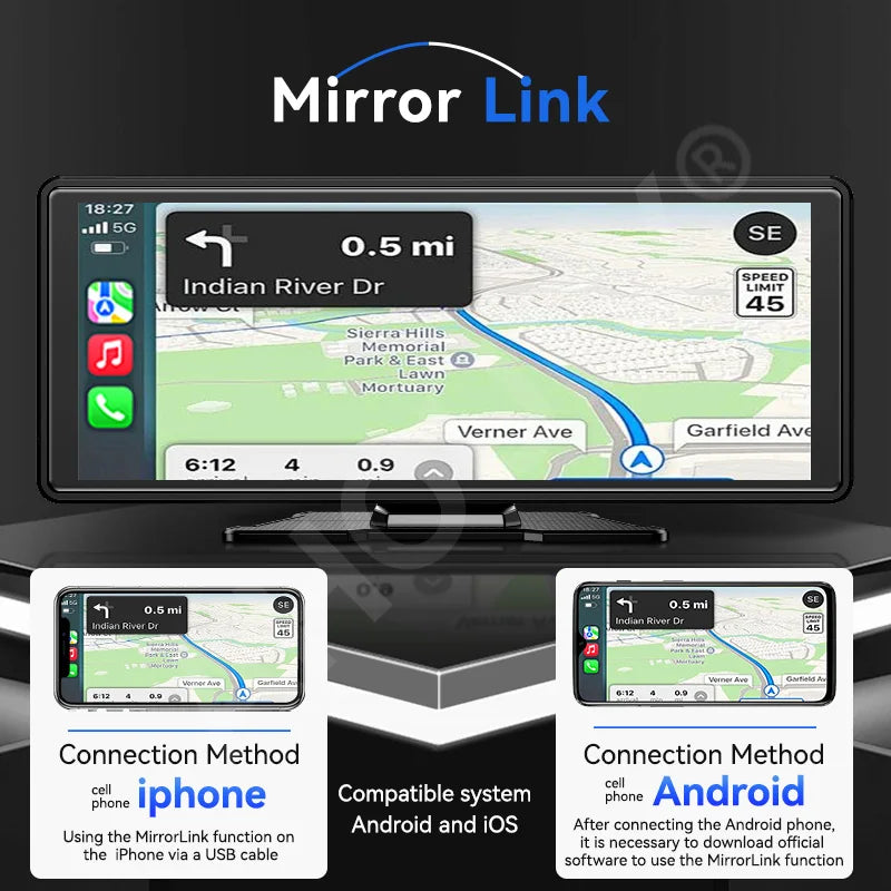 VENBES 10.26" Car Radio Carplay Android Auto Car Display IPS TouchScreen Support Mirrorlink USB WIFI