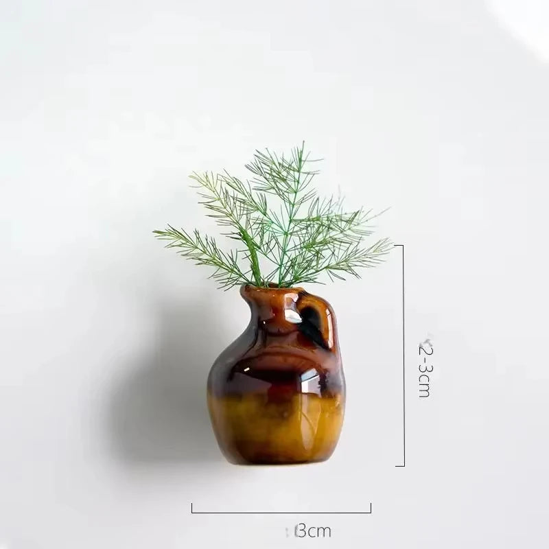 Cute Plant Vase Fridge Magnets, Diy Mini Ceramic Vase Fridge Magnets, Simulated Porcelain Bonsai Fridge Stickers