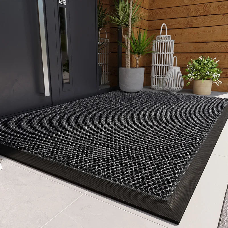 PVC Rubber Doormat Non-Slip Water-Resistant Elastic Mesh Welcome Mat for Indoor and Outdoor Use Easy To Clean Hand Wash Only