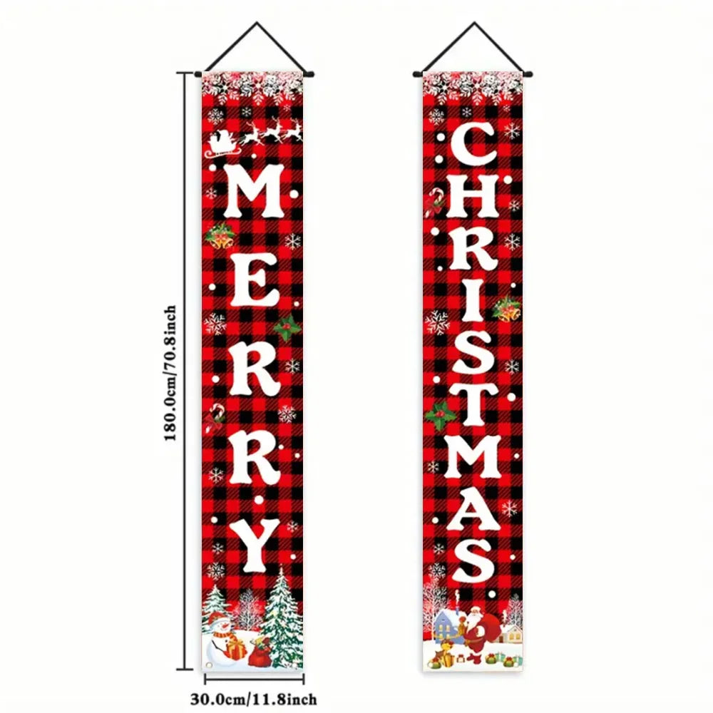 Christmas Hanging DoorBanner Antithetical Couplet Merry Christmas Party Decoration New Year 2026 Christmas Wall Banner Xmas Gift
