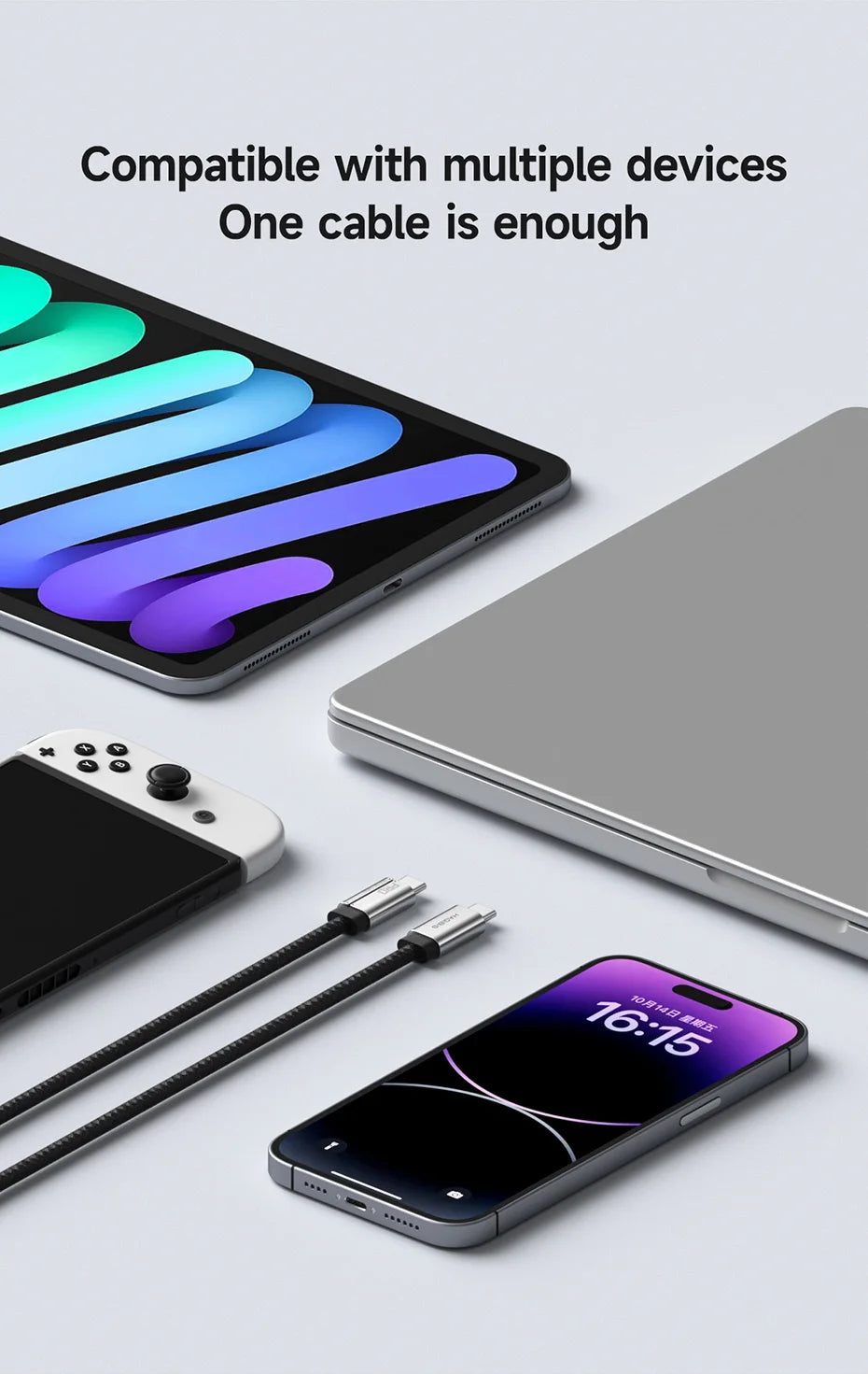 Hagibis USB C to USB C Full Function Cable Super Soft USB4 80Gbps 8K 240W Fast Charging Cord for Thunderbolt 4/5 iPhone Laptop