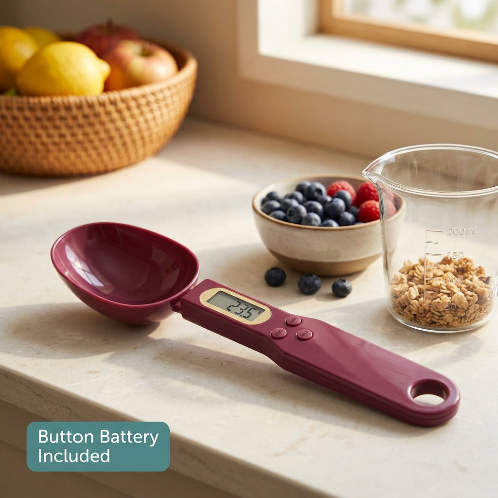 Digital measuring spoon with fruits - button battery included