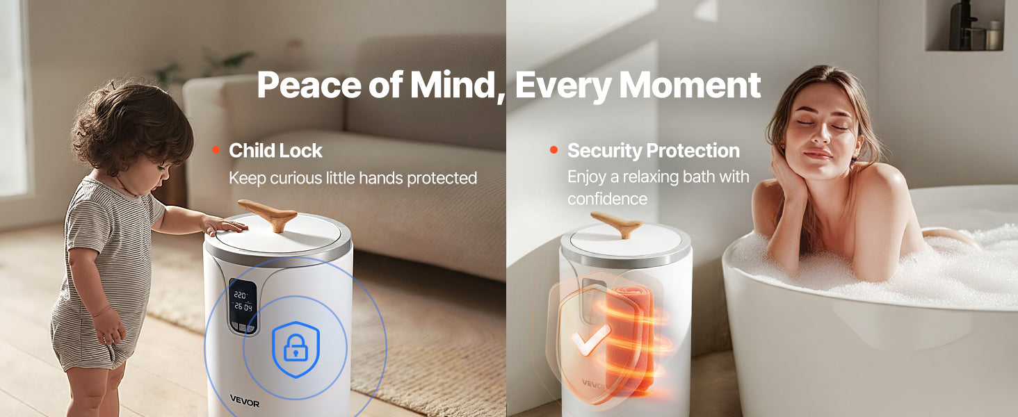 SucceBuy 20L Towel Warmer Bucket w/ LED Light Timer Temperature Setting Security Lock Large Blanket Warmers for SPA Countertop