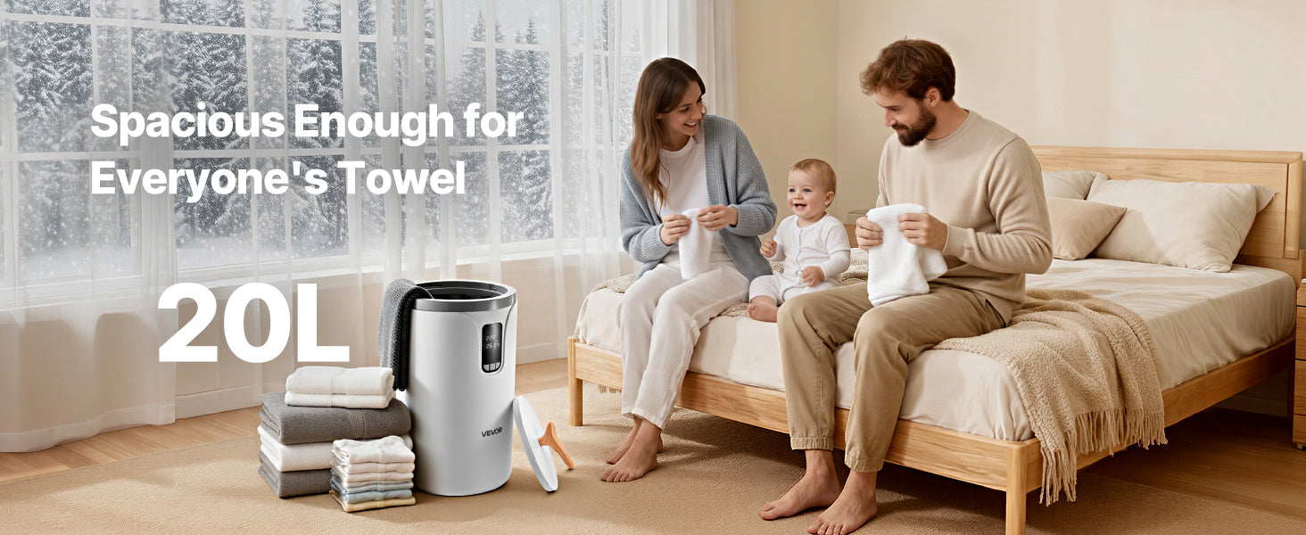 SucceBuy 20L Towel Warmer Bucket w/ LED Light Timer Temperature Setting Security Lock Large Blanket Warmers for SPA Countertop